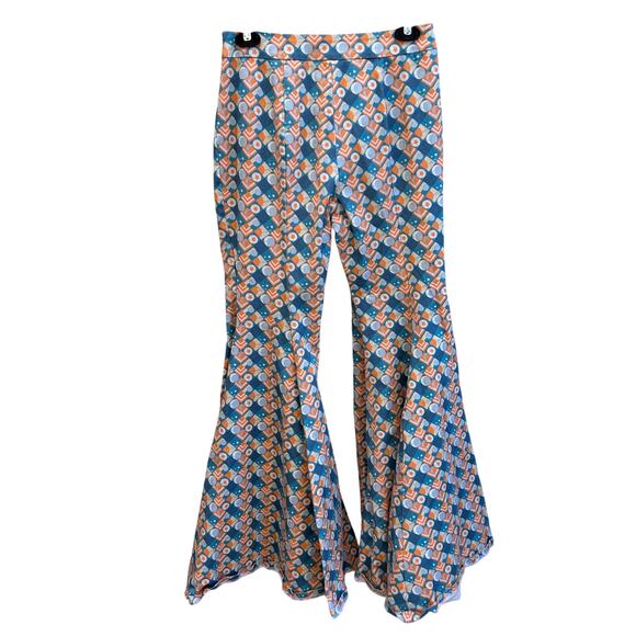 C’est La Vie Italy Patterned Denim Bell Bottom Jeans Size Womens Small - Picture 2 of 7